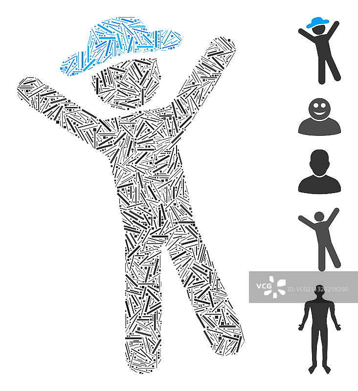 阴影马赛克绅士喜悦图标图片素材