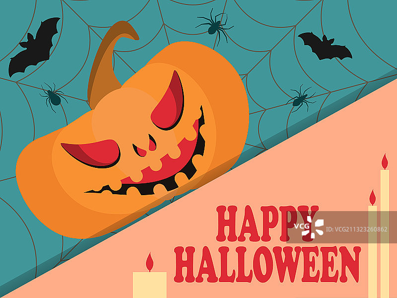 万圣节快乐文字banner，邪恶南瓜图片素材