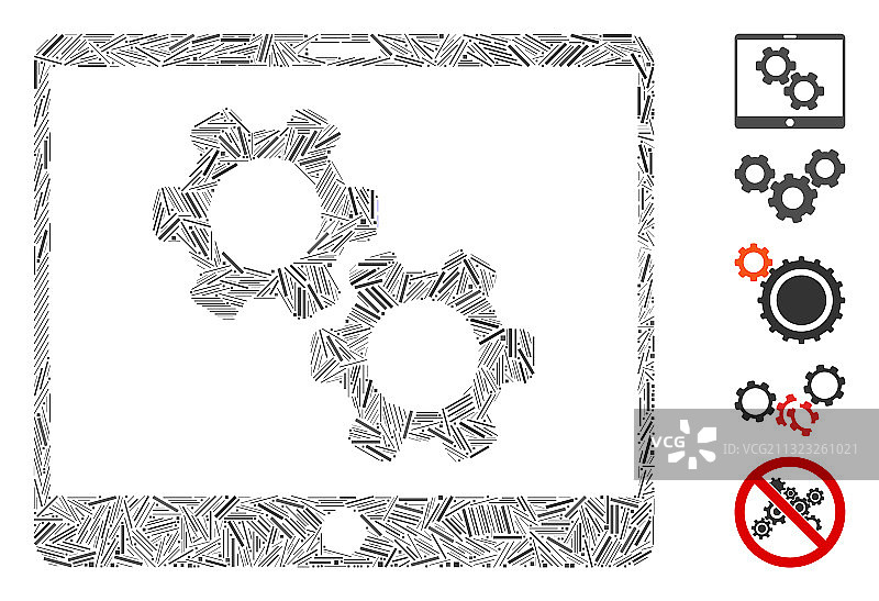 虚线拼贴平板设置齿轮图标图片素材