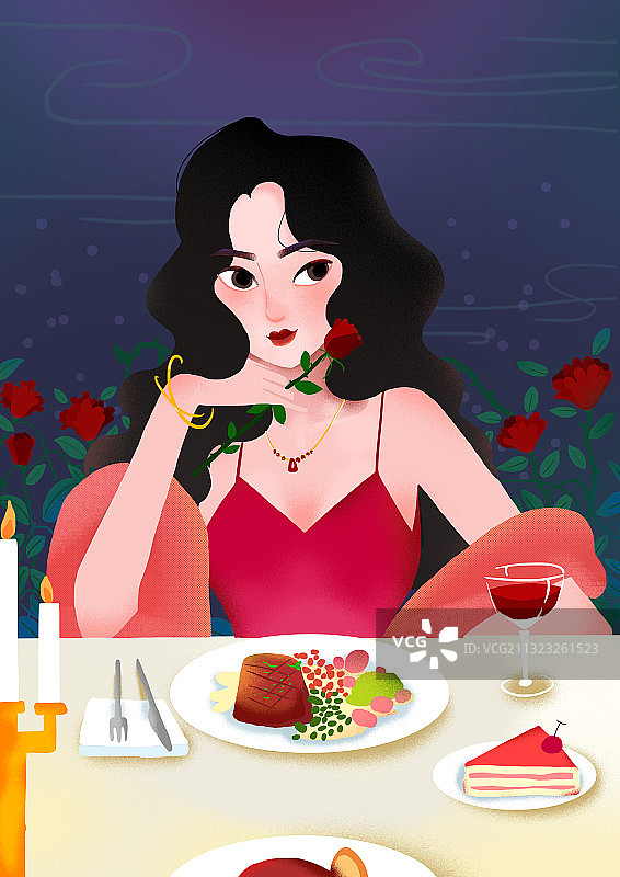 玫瑰与美女图片素材