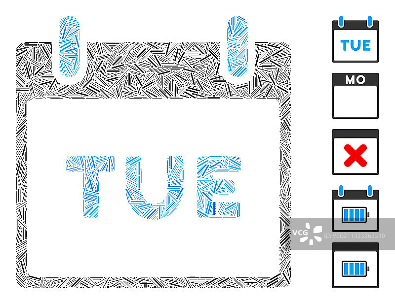 孵化拼贴星期二日历页图标图片素材
