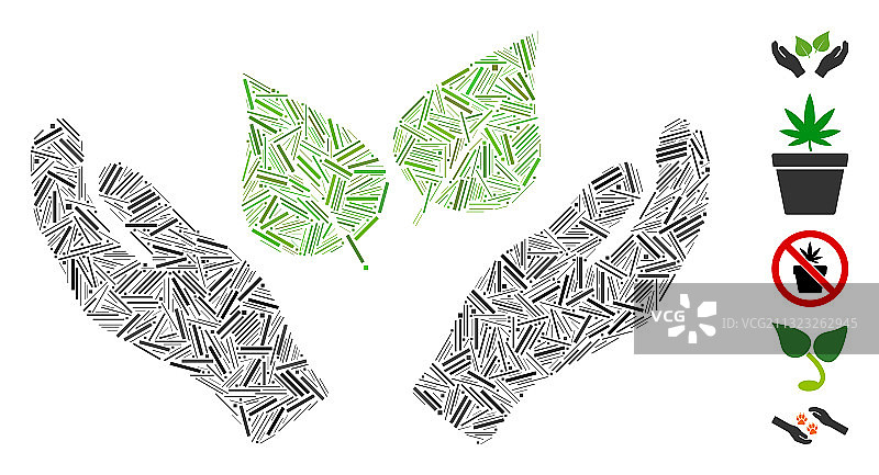 孵化拼贴植物护理手部图标图片素材