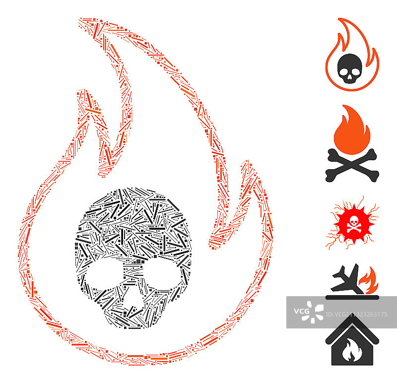 线条拼贴地狱火图标图片素材
