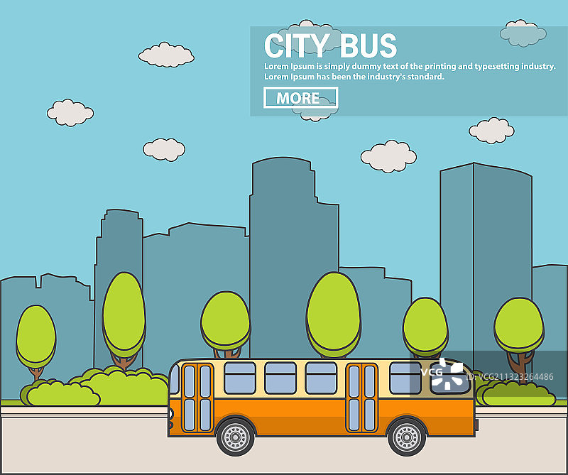 扁平风格的复古老式城市巴士图片素材