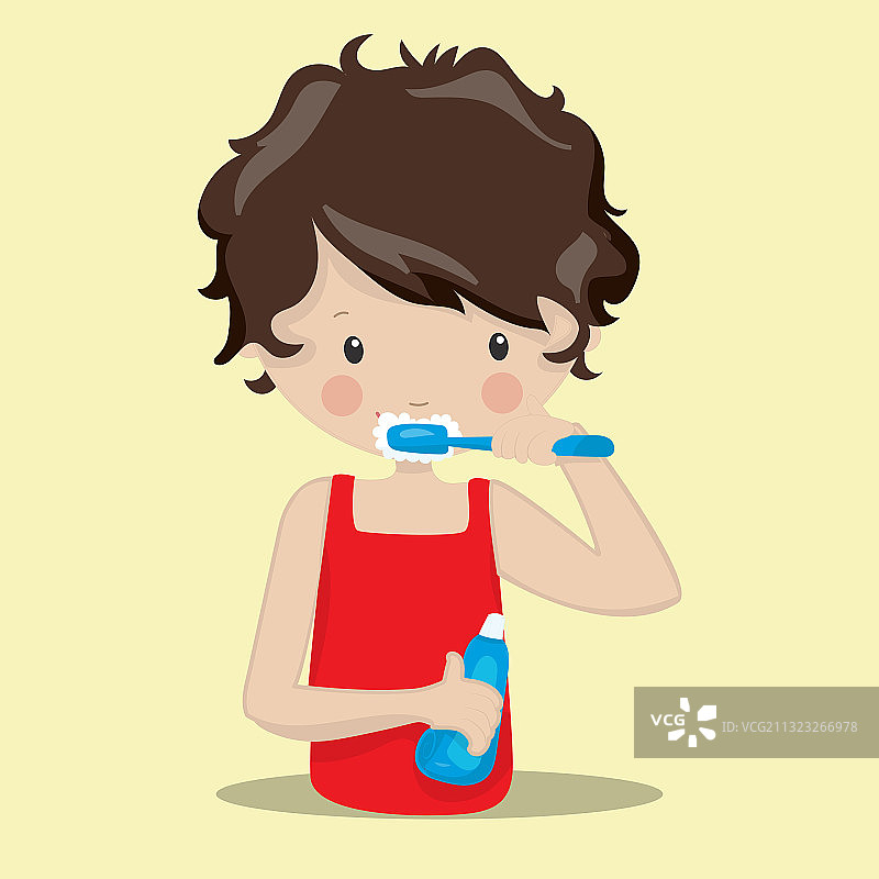 整洁的男孩刷牙图片素材