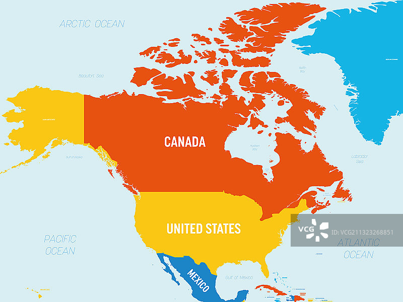 北美地图 - 4种鲜艳色彩方案图片素材