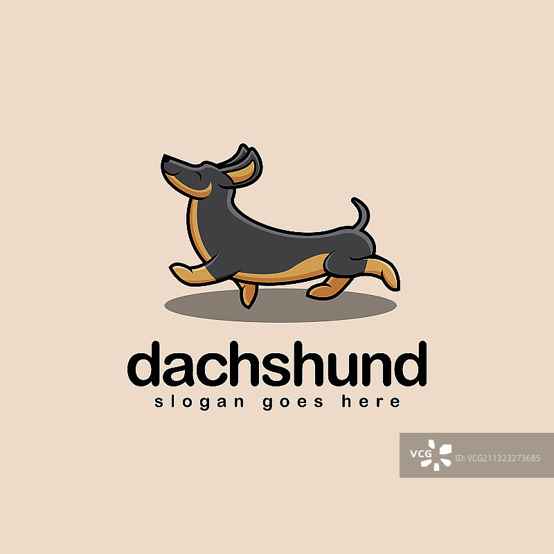 卡通腊肠犬吉祥物logo图片素材