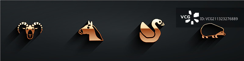 山羊头绵羊头马头天鹅图片素材