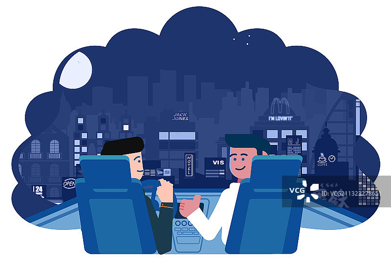 插图夜景汽车图片素材