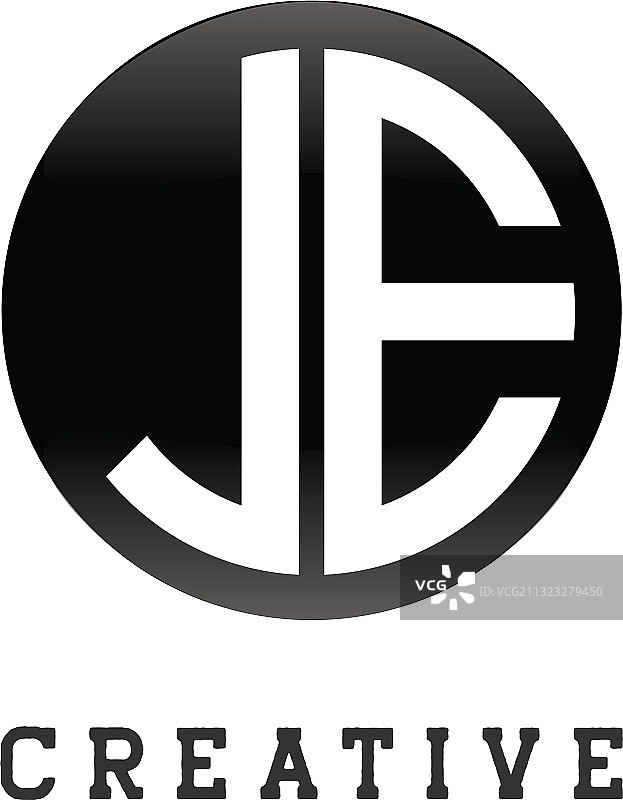 字母LE圆形字母组合黑色标志图片素材