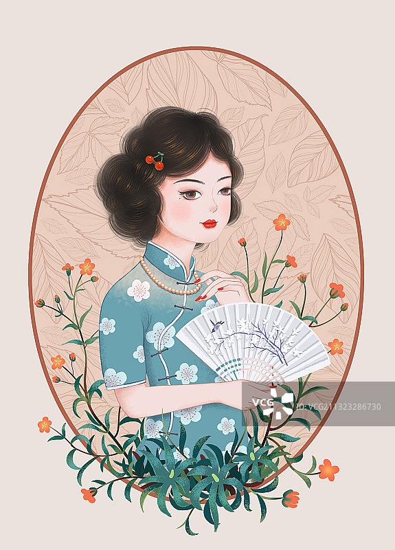 民国风女子图片素材