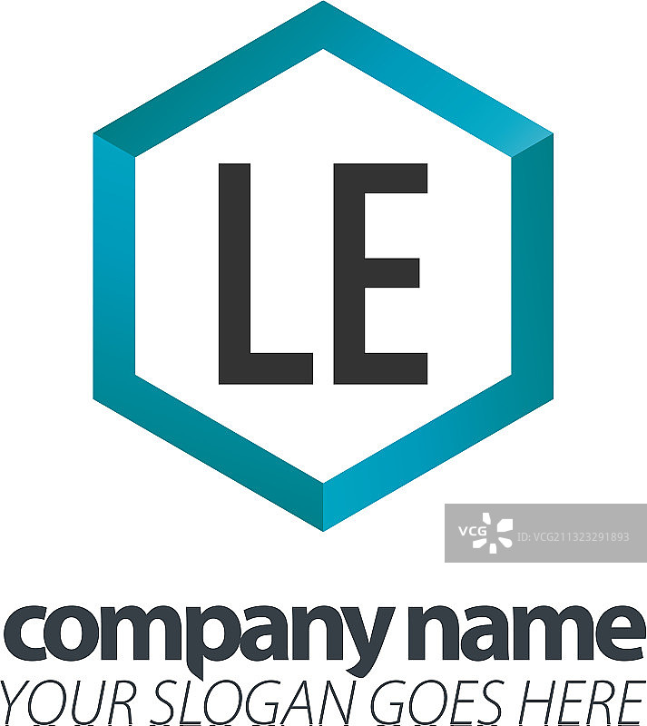 首字母LE六边形盒子创意黑色标志图片素材