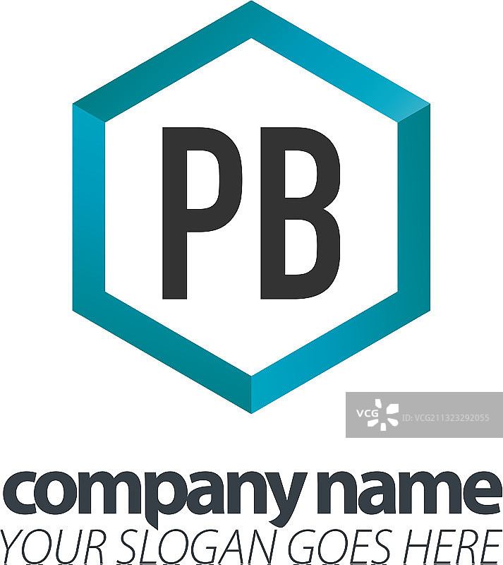 首字母PB六边形创意Logo黑色图片素材