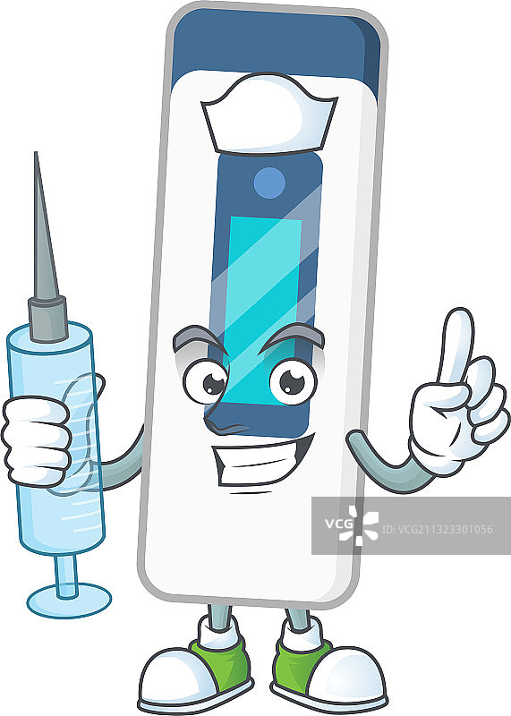 友善的护士用注射器使用数字温度计图片素材