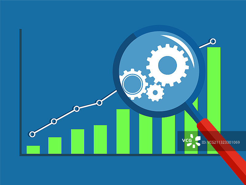 增长图表与放大镜图片素材