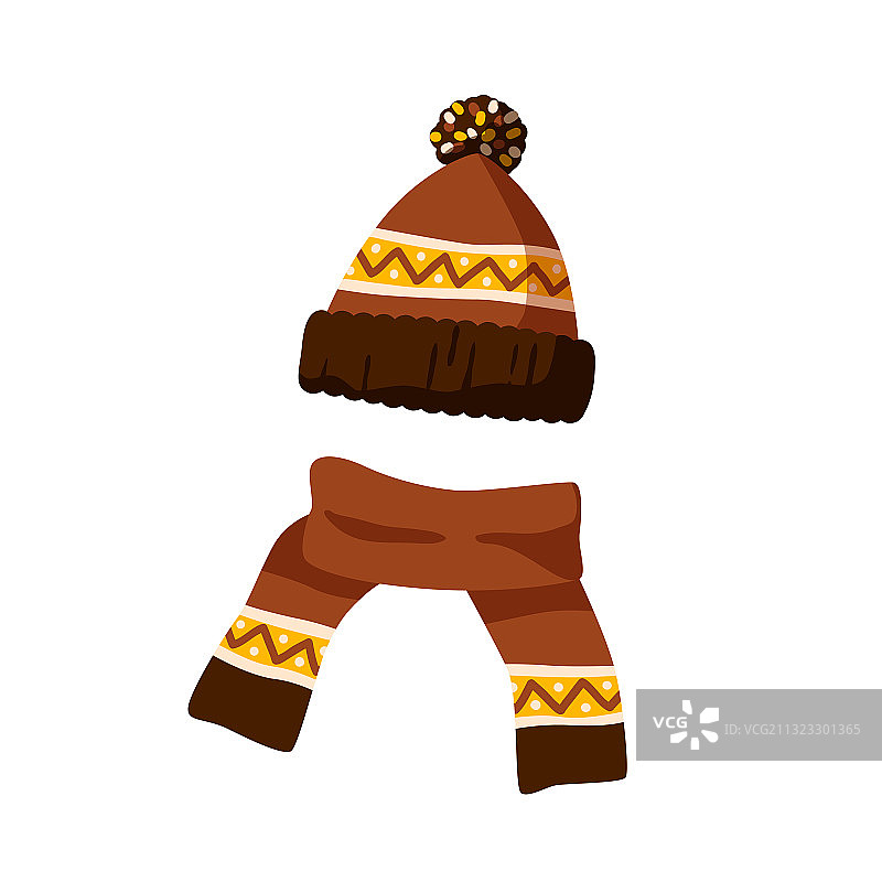 装饰针织儿童绒球帽子和围巾图片素材