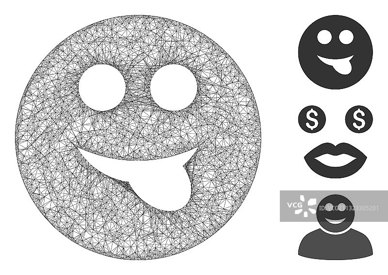 吐舌头笑脸多边形网格图片素材