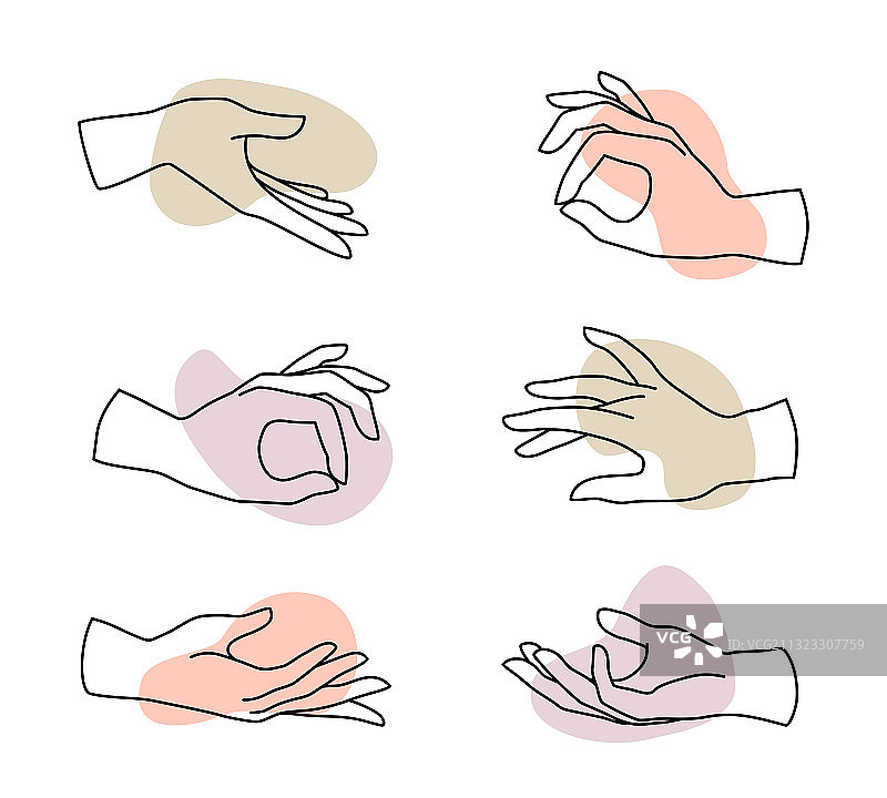 极简线性风格女性手部Logo合集图片素材