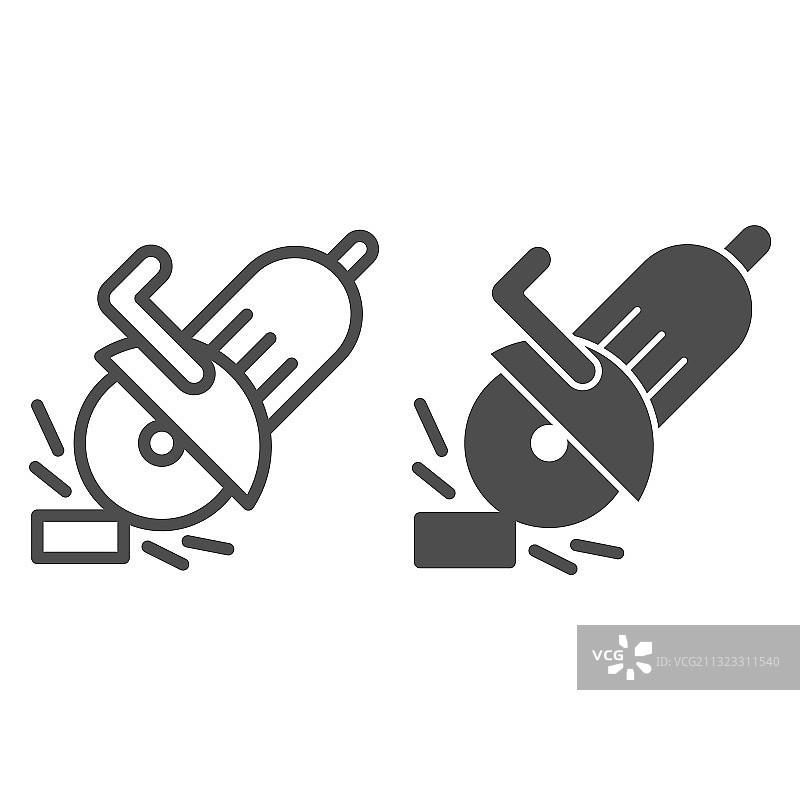 房屋维修电锯线性图标图片素材