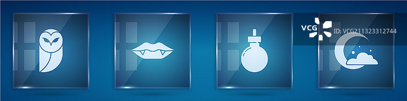 猫头鹰吸血鬼牙齿炸弹和爆炸物套装图片素材