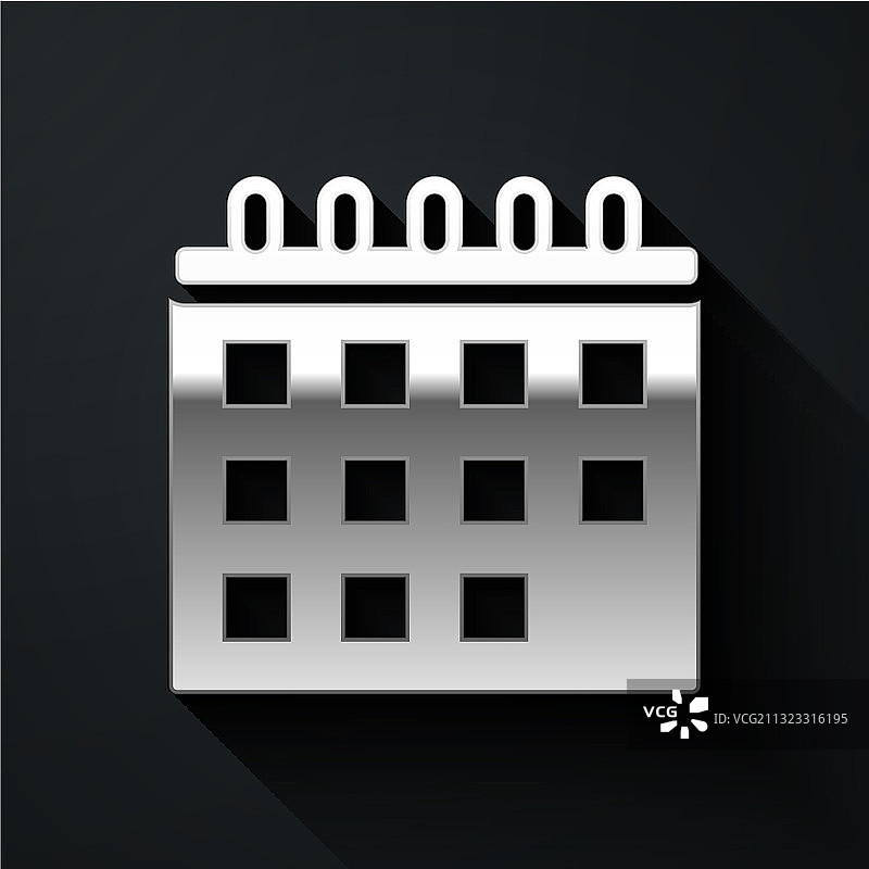 黑色背景上的银色日历图标图片素材