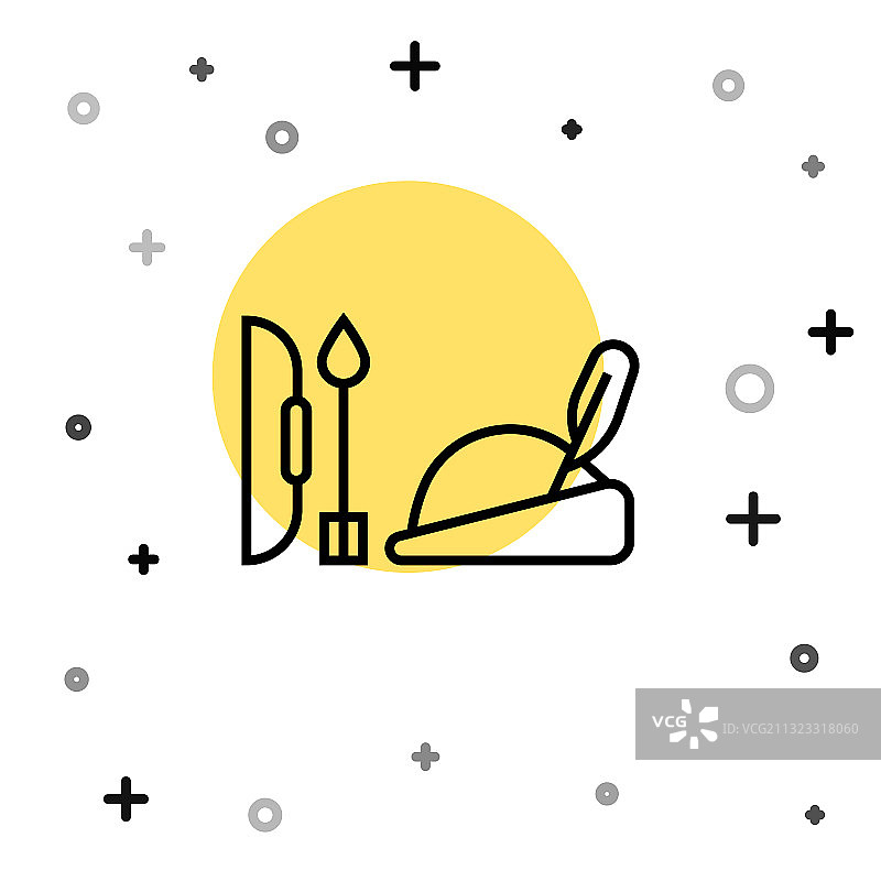 带羽毛弓箭的黑色罗宾汉帽子图片素材