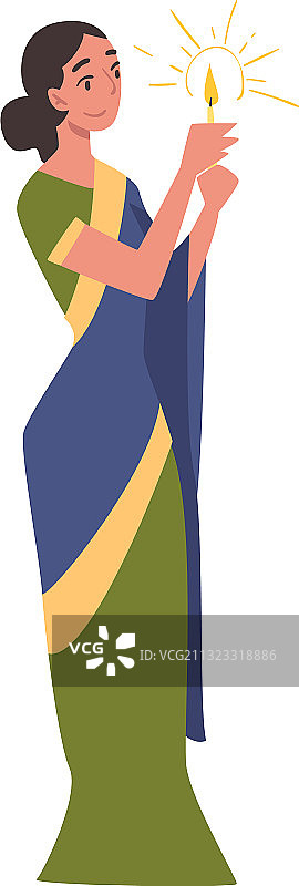 手持蜡烛的印度女子图片素材