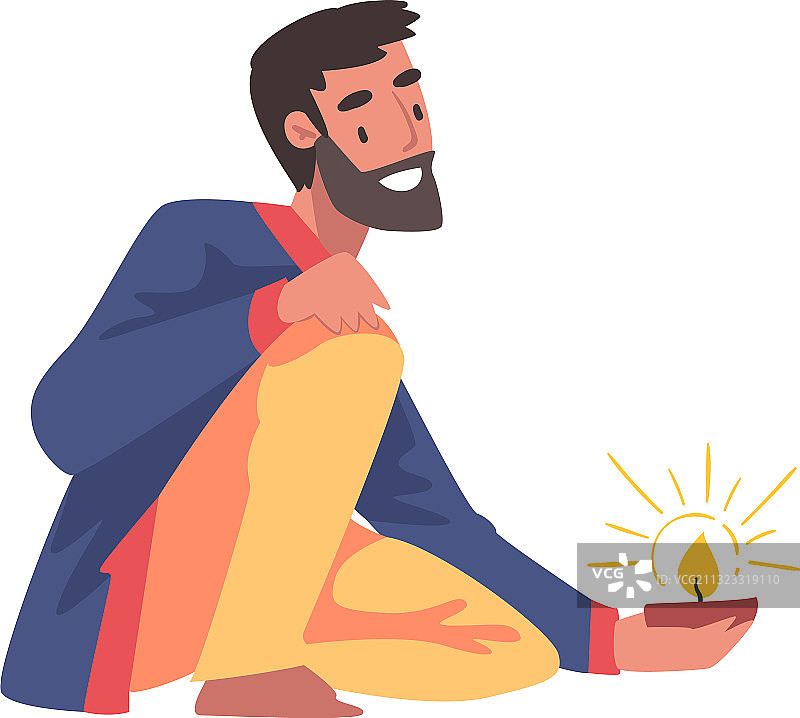 穿着印度传统服装的快乐络腮胡男人图片素材