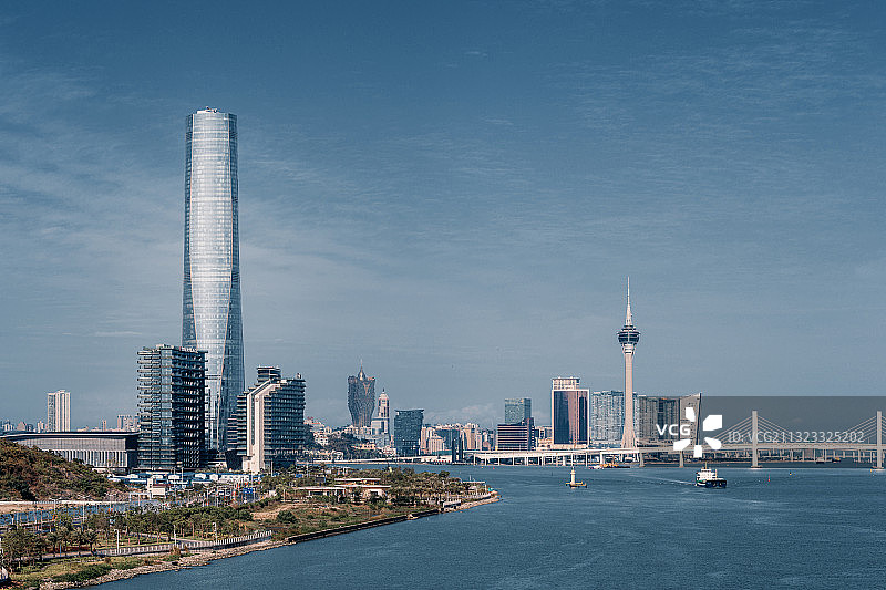 广东珠海横琴与澳门城市风光图片素材