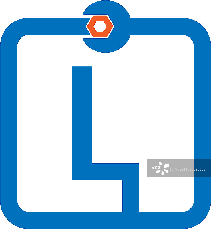 形成扳手和螺栓的字母L标志图标图片素材