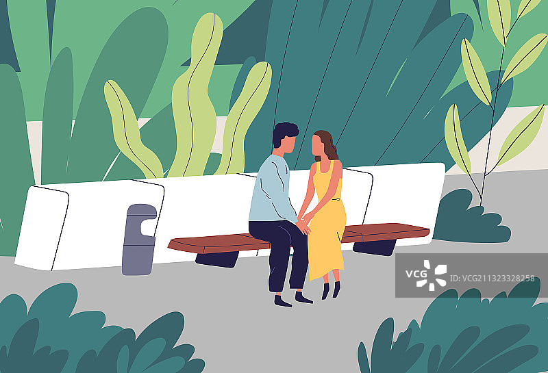 情侣在夏日公园浪漫约会图片素材