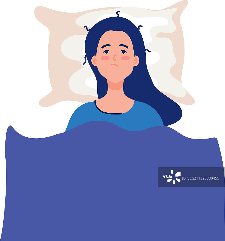 床上失眠设计的女人图片素材