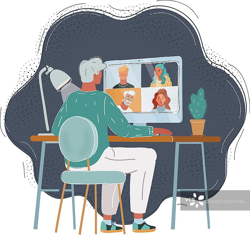 办公桌前的女子背影图片素材