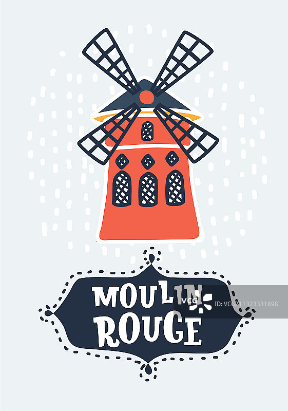 手绘巴黎红磨坊歌舞表演图片素材