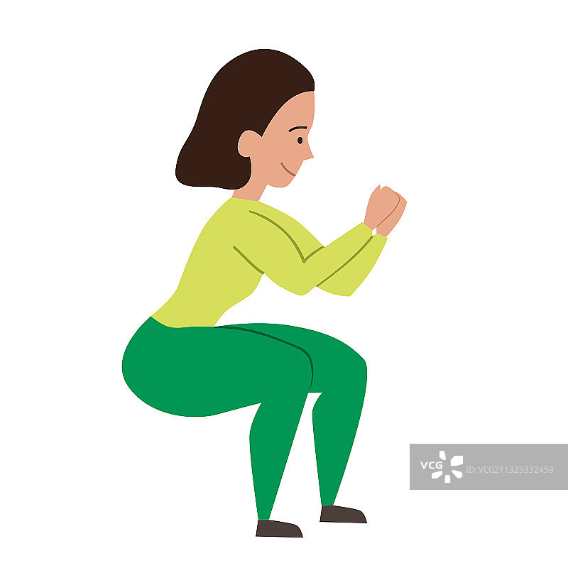 女孩进行无负重深蹲运动图片素材