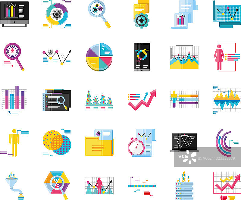 数据分析商业金融方案图标包图片素材