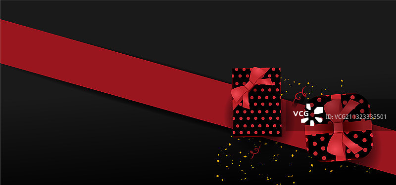 具有红线背景设计的3D礼品节图片素材
