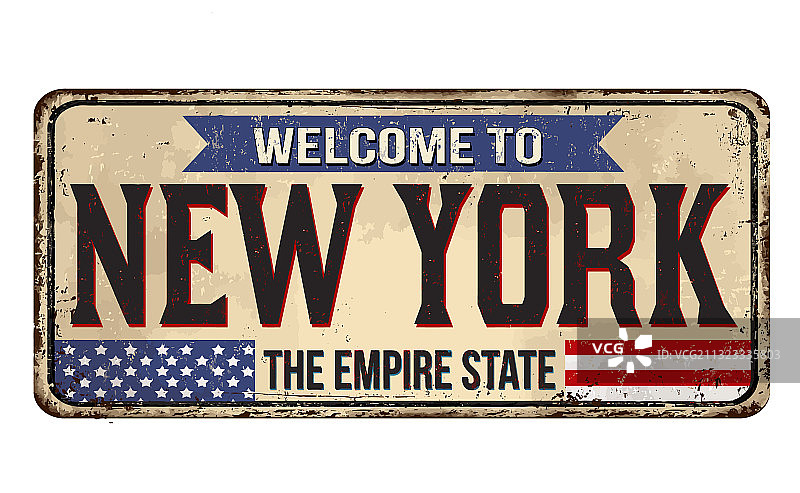 欢迎来到纽约复古铁锈金属标志图片素材