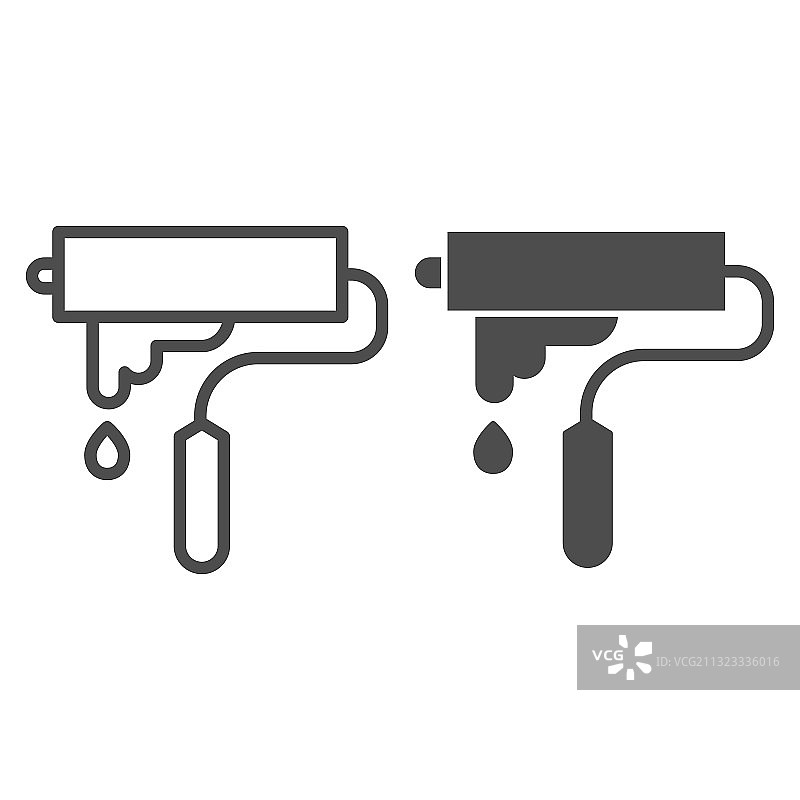 油漆滚筒线和房屋维修实体图标图片素材