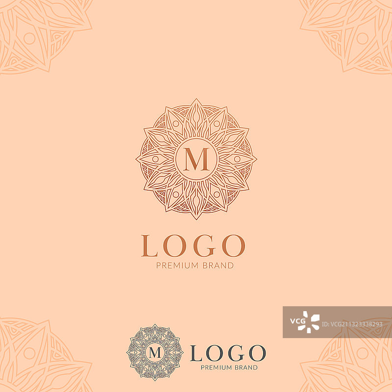 字母M抽象花卉曼陀罗标志图标图片素材