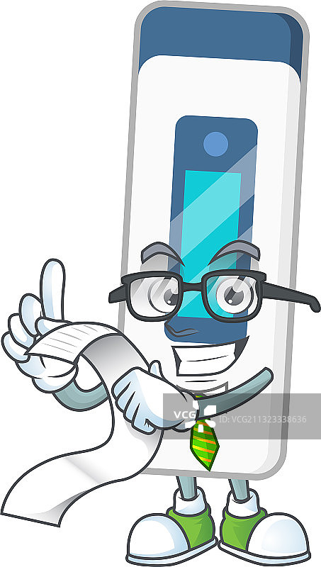 带菜单列表的数字温度计吉祥物卡通图片素材