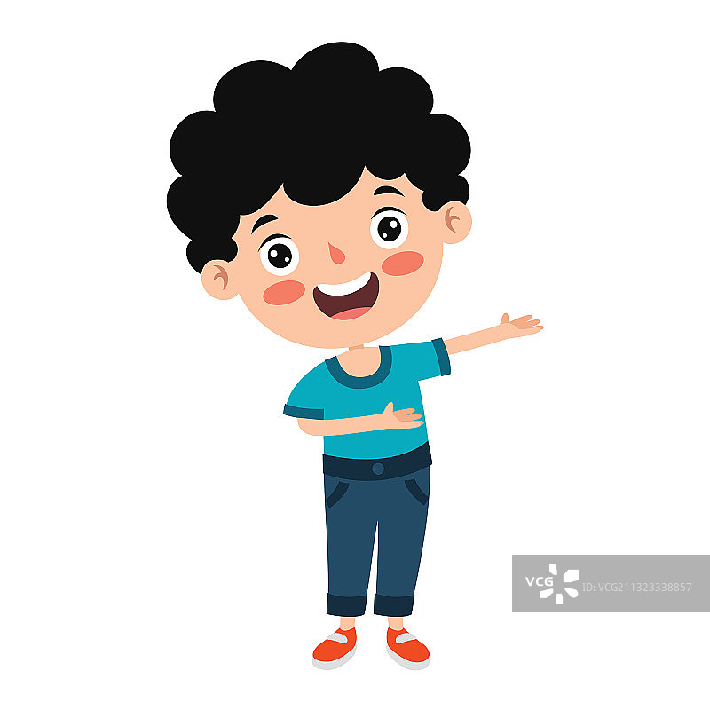 可爱儿童演示指向图片素材