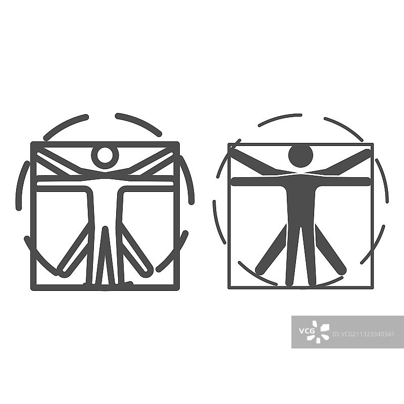 莱昂纳多·达·芬奇《维特鲁威人》线条稿图片素材