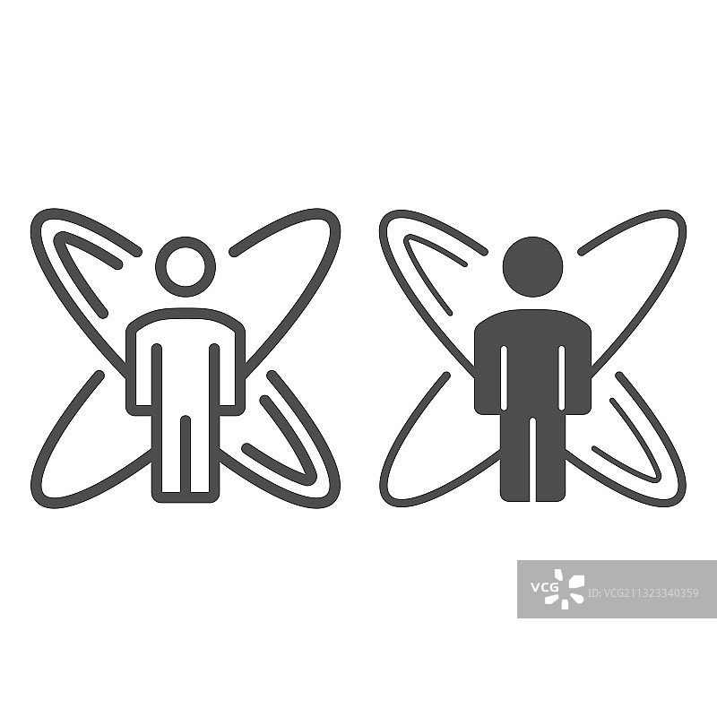 带有科学符号线条和实心图标的人物图片素材