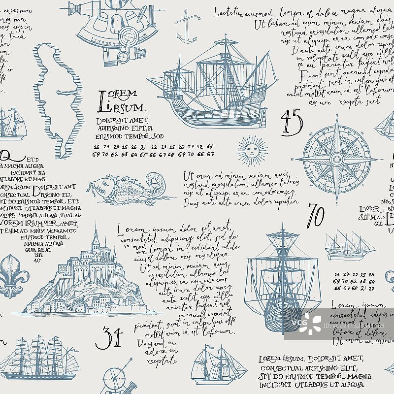 旅行主题复古无缝图案图片素材