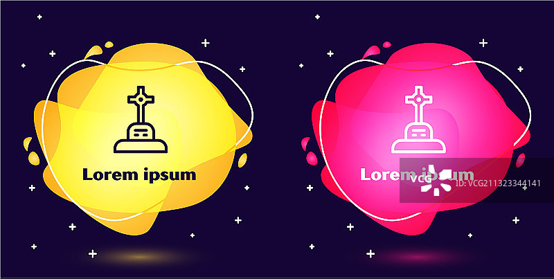 蓝色背景上的十字架墓碑图标图片素材