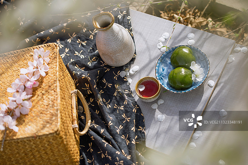 春天,踏青,青团,桃花图片素材