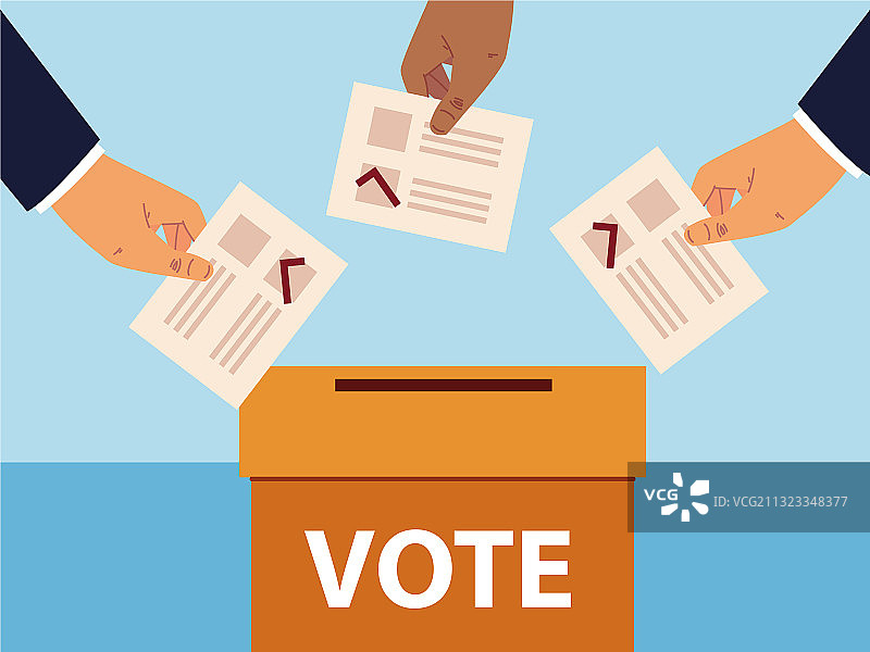 选举日投票箱和选票图片素材