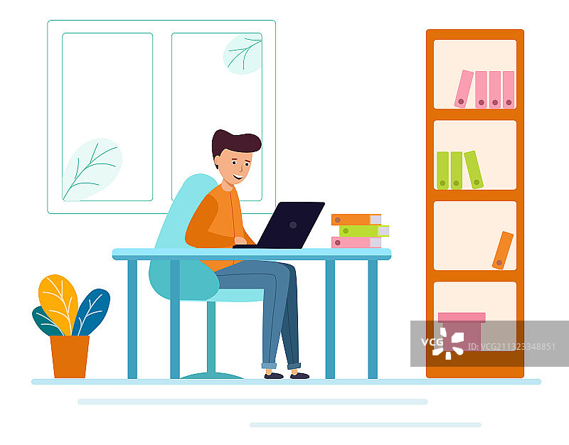 办公室工作场景：员工使用电脑图片素材