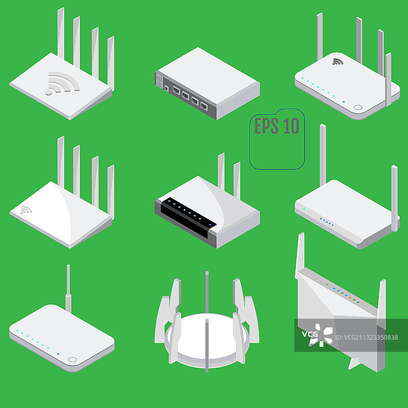 路由器2.5D图标集图片素材